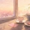 『田部さんは食べられたい』レビュー記事のアイキャッチ。夕暮れのオフィスで並ぶカップとマカロン。